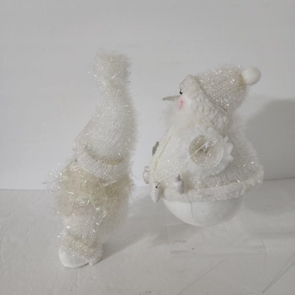 Glittery White Snowman Bundle Of 2 White Glittery Snowman Christmas Décor - Picture 2 of 4
